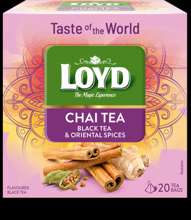 Aromatizēta melnā tēja LOYD Chai ar kanēli, ingveru un kardamonu, 20 x 1,8g (450-25737)