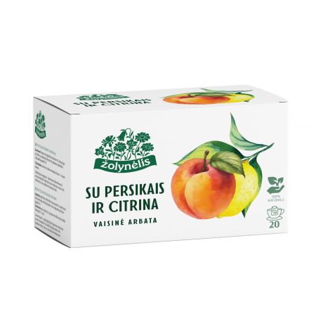 Augļu tēja ŽOLYNĒLIS ar persikiem un citronu, 50 g (2,5 g × 20 gab.) (450-28648)