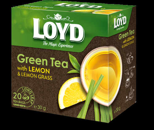 Zaļā tēja LOYD Pyramids ar citronu un citronzāles garšu, 20x1,5 g (450-11647)