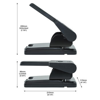 Caurumu perforators RAPESCO Germ-Savvy™: HD865, 2 caurumi, 50 loksnes, melns (200-15351)