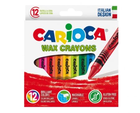 Krāsainie vaska krītiņi CARIOCA, 12 krāsu komplekts (200-05444)