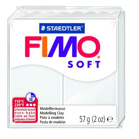 Cietējoša modelēšanas masa FIMO SOFT, 57 g, baltā krāsa (550-00633)