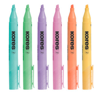 Teksta marķieris KORES HIGH LINER PLUS, 4 pasteļu krāsas (200-12605)