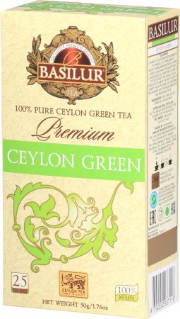 Basilur Premium Collection Ceylon Green zaļā tēja 25 paciņas 25x2g 50g (450-18208)