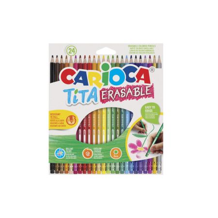 Krāsainie zīmuļi CARIOCA TITA, dzēšami, 24gab (200-13635)