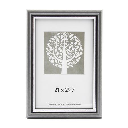 Foto rāmis, plastmasas, A4, 21x29,7 cm, sudraba krāsā (200-11379)