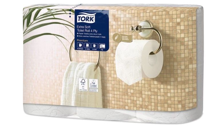 Tualetes papīrs TORK Premium Extra Soft Conventional T4, 4 sl., 153 lapiņas rullī, 9.7 cm x 19.1 m, baltā krāsā, 6 gab./iepak. (400-09749)