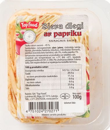 Svaigais siers TOP FOOD, "Siera diegi ar papriku", 100g (450-21613)