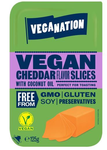 Vegānisks produkts uz augu tauku bāzes ar Cheddar siera garšu, VEGANATION 125 g (450-14729)