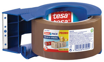 Iepakošanas līmlente tesapack® Solid and Strong, PP, 66m x 50mm + turētājs (200-13238)