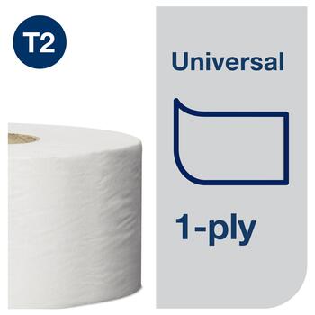 Tualetes papīrs TORK Universal Mini Jumbo T2, 1 sl., 1714 lapiņas rullī, 9.4 cm x 240 m, nebalināts (400-03673)