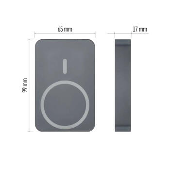 Ārējā baterija EMOS WI 1046, 10 000 mAh, 20 W, bezvadu uzlāde, pelēka (250-09330)