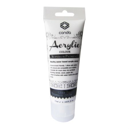Akrila krāsa, 75ml, 1203 balta (Titanium White) (550-03433)