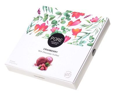 Piena šokolādes trifeles ar dzērveņu pildījumu ''16'' 120g, PURE CHOCOLATE (450-12753)