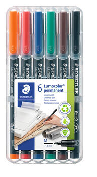 Noturīgais marķieris STAEDTLER kodoskopa plēvēm OHP 317M, 1.0mm, 6 krāsu komplekts (200-11805)