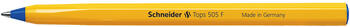 Lodīšu pildspalva SCHNEIDER 505 F 0.7mm, dzeltens korpuss, zila tinte (200-00480)