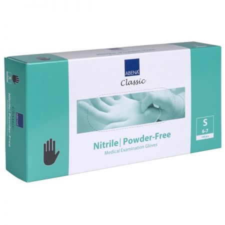 Cimdi nitrila ABENA Classic Sensitive, melni, bez pūdera, S izm., 100gab (400-07728)