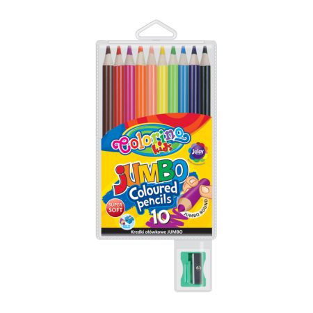 Krāsainie zīmuļi COLORINO KIDS JUMBO 10 krāsas, apaļi, komplektā asināmais (200-08891)