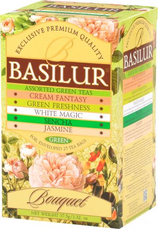 Basilur Bouquet Assorted zaļā tēja maisiņos 25 paciņas 25x1,5g 37,5g (450-18205)