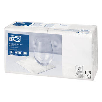 Salvetes TORK Advanced Cocktail Napkins, 2 sl., 200 gab./iepak., 24 x 23.8 cm, baltā krāsā (400-02852)