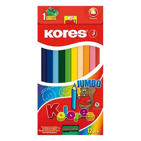Krāsainie zīmuļi KORES KOLORES JUMBO, trīstūrveida, 12 gb. (200-07800)