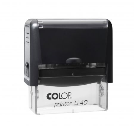 Zīmogs COLOP Printer C40, melns korpuss, zils spilventiņš (650-03689)