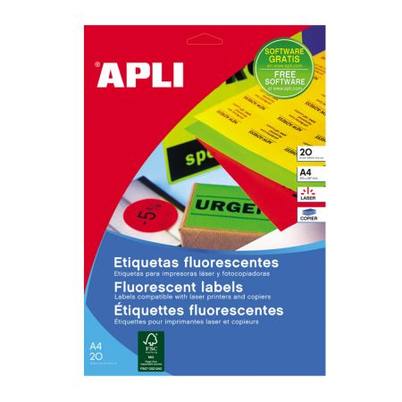 Uzlīmes APLI ar izmēru 99,1x67,7mm, 20 loksnes,160 uzlīmes neon dzelt. (100-00482)
