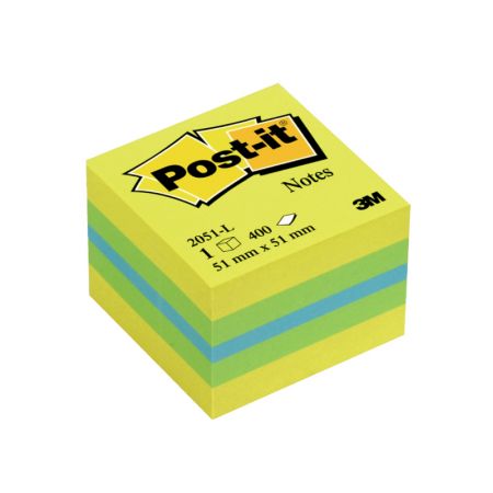 Piezīmju līmlapiņu mini kubs Post-it Lemon, 51x51mm, 400 lapiņas (100-00917)