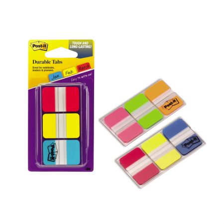 Pašlīpošie indeksi Post-it Strong rozā, zaļā un oranžā krāsās (100-01009)
