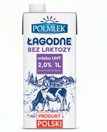 Piens POLMLEK, 2%, bez laktozes, UHT, 1l (450-22967)