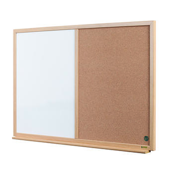 Balta magnētiskā un korķa tāfele BI-OFFICE EARTH Combo 90x60, ozola rāmis (250-06699)