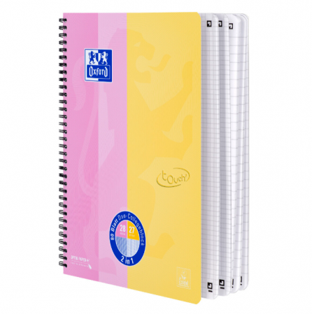 Spirālveida klade OXFORD TOUCH DUO, A4+, līnijās/rūtiņās, dažādās krāsās (100-11498)