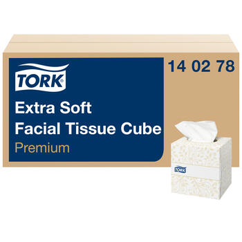 Kosmētiskās salvetes TORK Premium EXTRA SOFT, 2 sl., 100 salvetes, 21 x 20 cm, kubs, baltā krāsā (140278) (400-02130)
