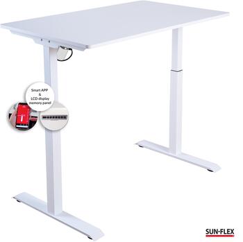 Regulējama augstuma galds SUN-FLEX®EASYDESK ELITE, elektrisks, viens motors, balts, galda virsma 120x60cm, balta (350-01274)