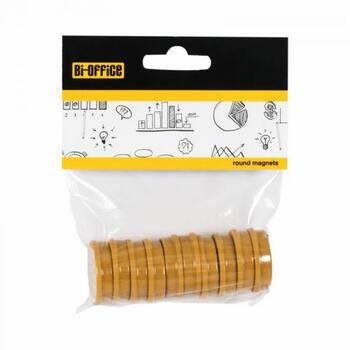 Tāfeles magnēti BI-OFFICE 30 mm, 10 gab., dzeltenā krāsā (250-07555)
