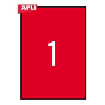 Uzlīmes APLI ILC ar izmēru 210x297mm, 20 loksnes/20 uzlīmes sarkanas (100-00480)