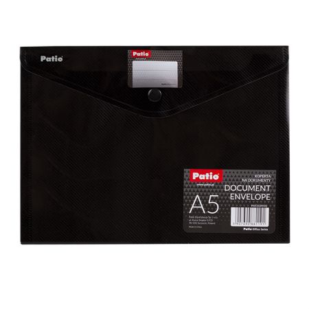 Mape-aploksne ar pogu PATIO PP, A5 formāts, melna (150-02876)
