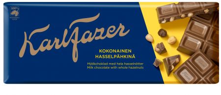 Piena šokolāde KARL FAZER ar veseliem lazdu riekstiem, 200g (450-13867)