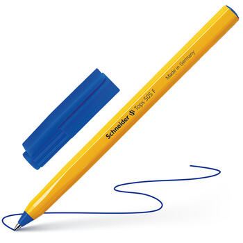 Lodīšu pildspalva SCHNEIDER 505 F 0.7mm, dzeltens korpuss, zila tinte (200-00480)