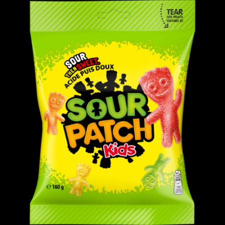 Sour Patch Kids Jaukto augļu garšas želejkonfektes ar skābo cukura apvalku 160g (450-23227)