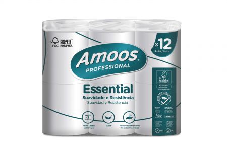 Tualetes papīrs AMOOS ruļļos ar perforāciju, 12 gab./iepak., 2 slāņi,24 m,108 mm (400-08343)