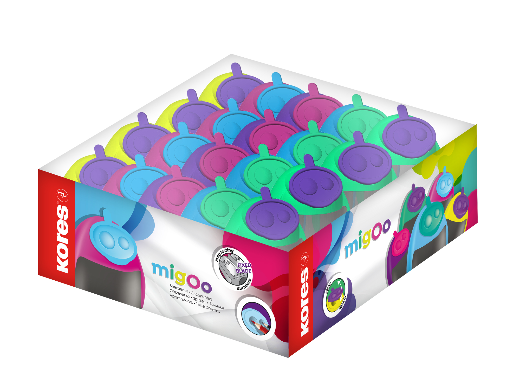 MIGOO plastmasas dubultais asināmais, 5 jauktas krāsas plastmasas kastītē (200-14171)