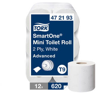 Tualetes papīrs TORK Advanced SmartOne Mini, 2 sl., 620 lapiņas rullī, 13.4x18 cm, 111 m, baltā krāsā (400-03710)