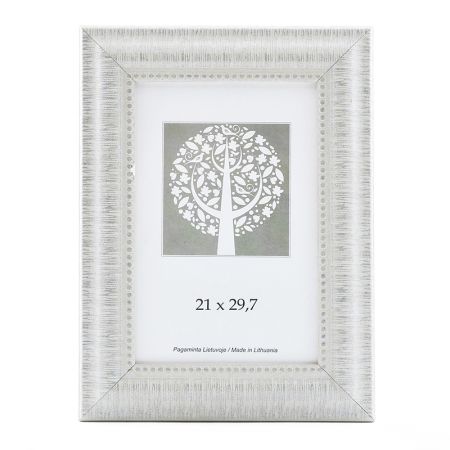 Foto rāmis, plastmasas, A4, 21x29,7 cm, baltā krāsā, ar ornamentu (200-11385)
