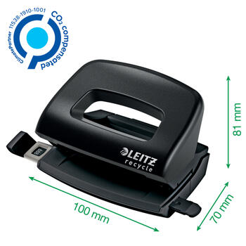Mini caurumotājs Leitz NeXXt Recycle Mini, 10 lapas, melns (150-03970)
