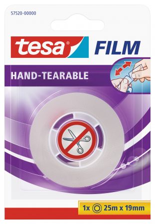 Pašlīmējoša lente tesafilm® Hand-Tearable, caurspīdīga, 25m x 19mm (200-13223)