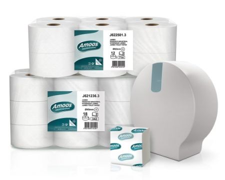Tualetes papīrs AMOOS JUMBO ar perforāciju 1 slāņi,  300 m, 250mm (400-07862)