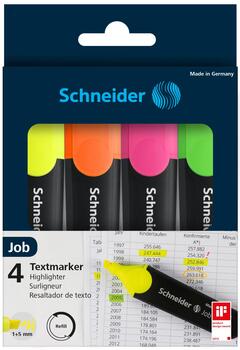 Teksta marķieris SCHNEIDER JOB, komplekts, 4 krāsas (200-01299)