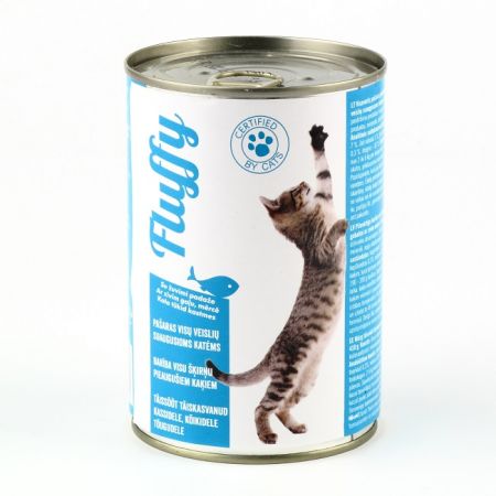 Konservi kaķiem FLUFFY, ar zivīm, 410g (450-24987)