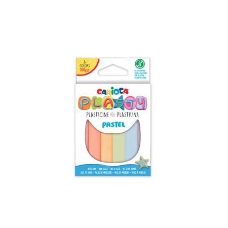 Plastilīns CARIOCA, 6 dažādas pasteļkrāsas, 100 g (200-13341)